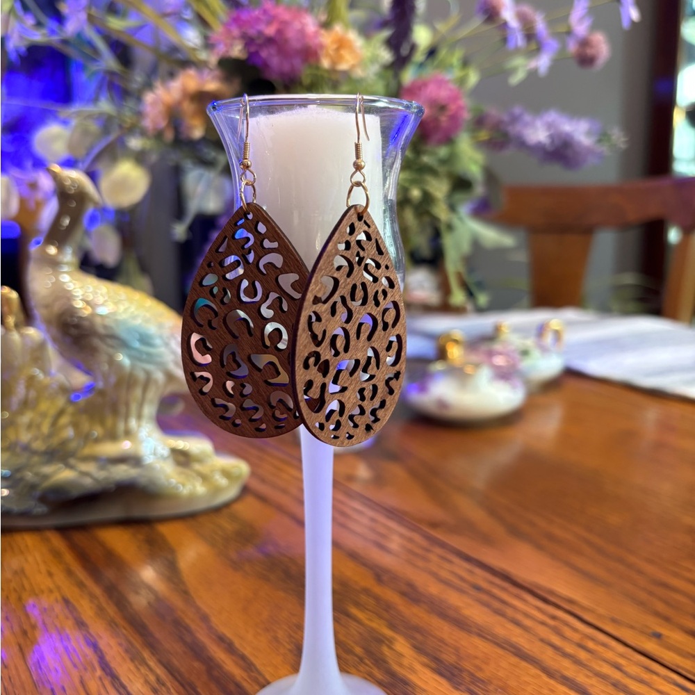 Intricate Brown Filigree Teardrop Earrings